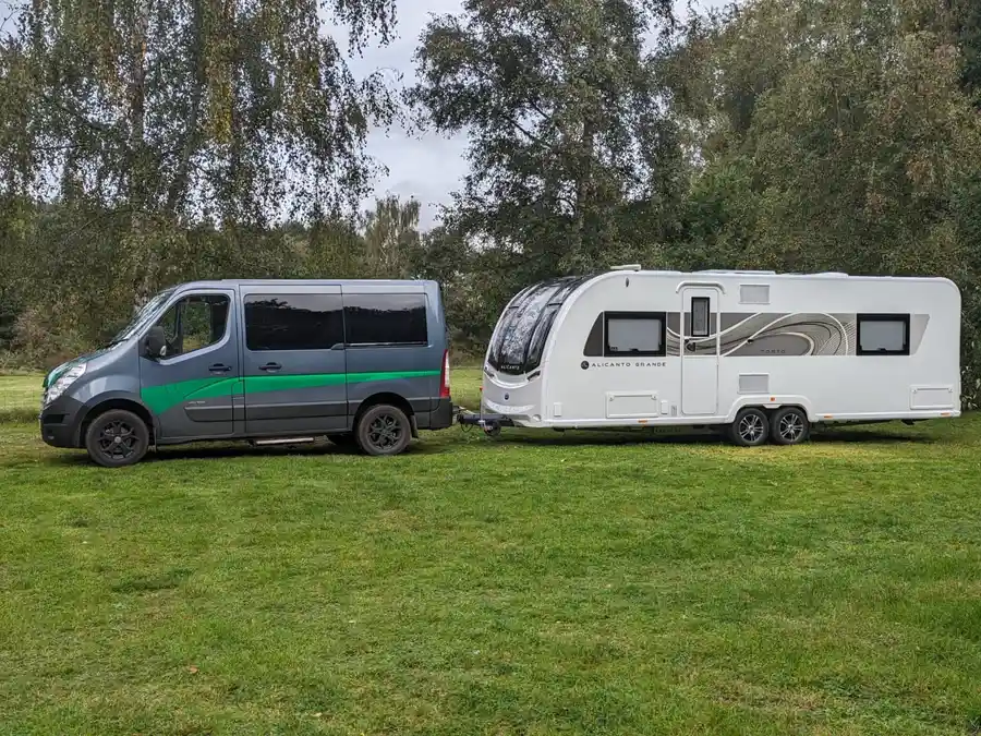 a van towing a camper trailer - JB Caravan and Trailer Services Burntwood
